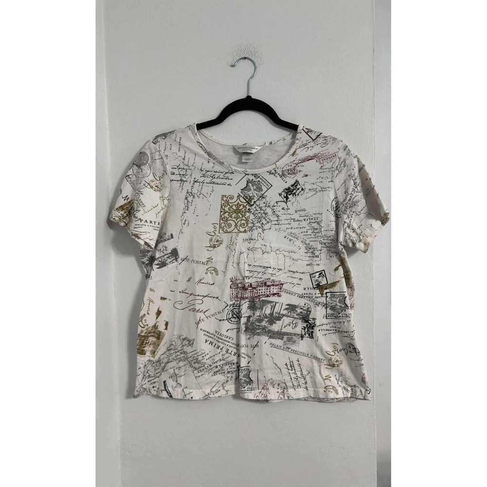 Christopher & Banks Petite Vintage Travel Postcard Tee P/L